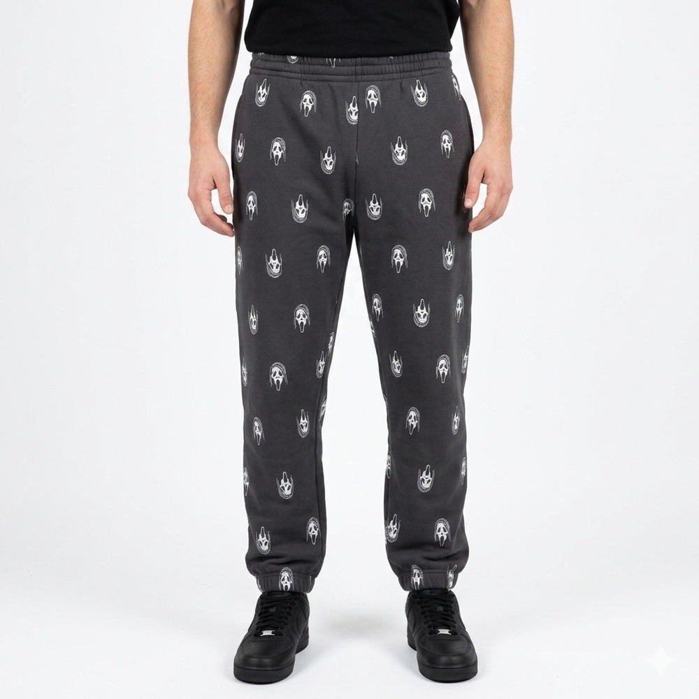 GhostFace Sweatpants 2XL Grey Scream All Over Print Horror Halloween Thick Cozy